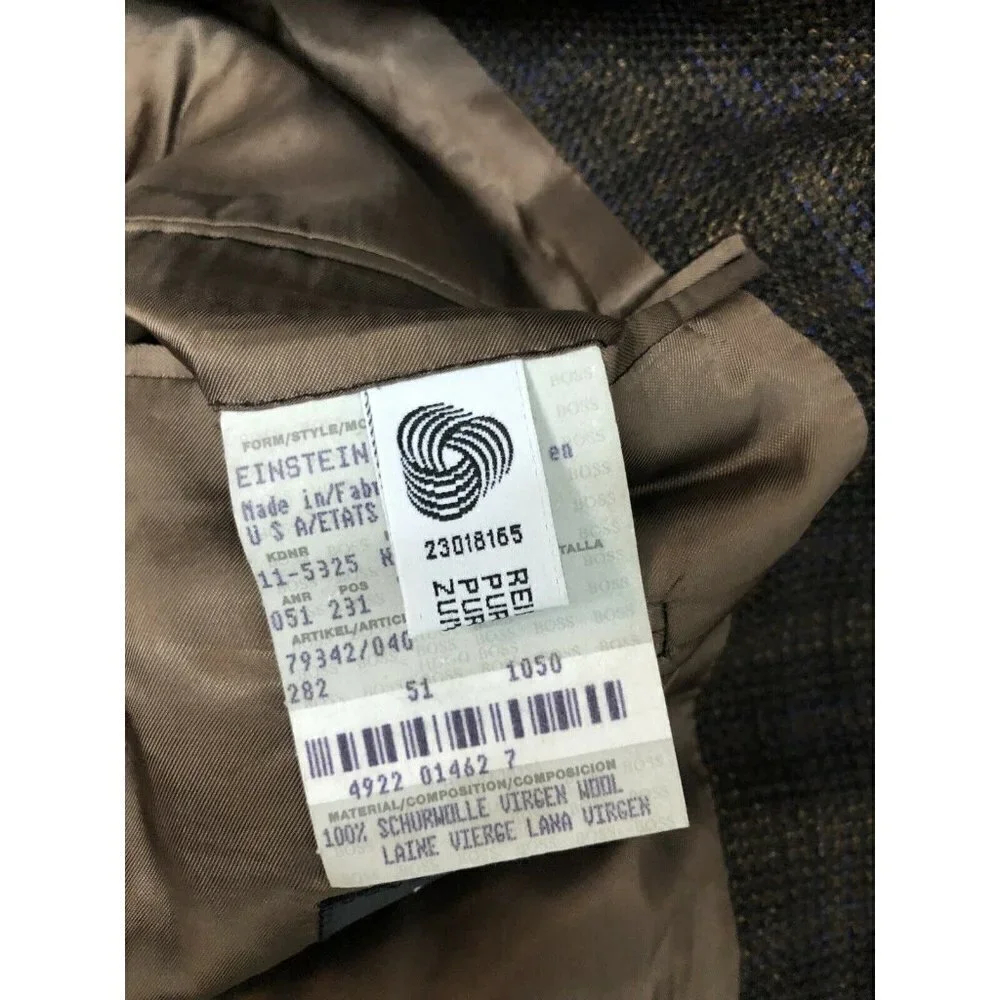 Hugo Boss Lambswool 42 Brown Wool‎ Check Blazer Sports Coat